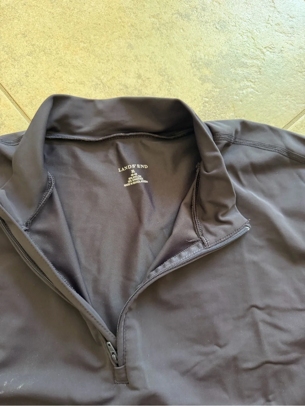 Lands' End Men's SunShade UPF 50 Cooling Quarter-Zip Rash Guard Shirt.